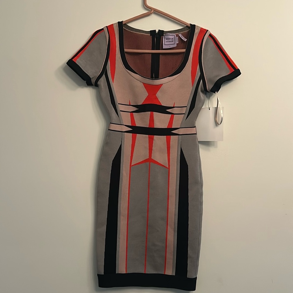 Multi Color Herve Leger mini Body Con Bandage dress